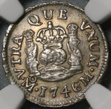 1746 NGC UNC Det Mexico 1/2 Real Philip V Spain Colony Pirate Silver Coin (21051701D)