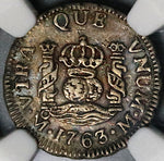 1763 NGC AU 55 Mexico 1/2 Real Charles III Spain Colony Silver Pirate Coin (22033004C)