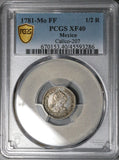 1781 PCGS XF 40 Mexico 1/2 Real Charles III Spain Colony Pirate Silver Coin (22101603C)
