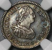 1800 NGC AU 58 Mexico 1/2 Real Charles IIII Spain Colony Silver Coin (22033005C)