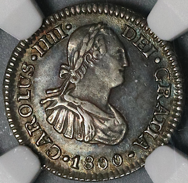 1800 NGC AU 58 Mexico 1/2 Real Charles IIII Spain Colony Silver Coin (22033005C)