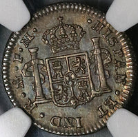 1800 NGC AU 58 Mexico 1/2 Real Charles IIII Spain Colony Silver Coin (22033005C)