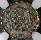 1800 NGC AU 58 Mexico 1/2 Real Charles IIII Spain Colony Silver Coin (22033005C)
