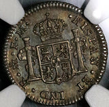 1800 NGC AU 58 Mexico 1/2 Real Charles IIII Spain Colony Silver Coin (22033005C)