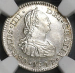 1804 NGC UNC Mexico 1/2 Real Charles IIII Colonial Spain Silver Coin (23062501C)