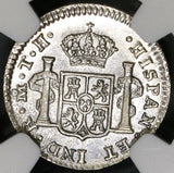 1804 NGC UNC Mexico 1/2 Real Charles IIII Colonial Spain Silver Coin (23062501C)