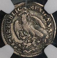 1845-Ga NGC VF Mexico 1/2 Real Guadalajara Cap Rays SIlver Coin (23041601C)