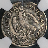 1845-Ga NGC VF Mexico 1/2 Real Guadalajara Cap Rays SIlver Coin (23041601C)
