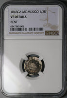 1845-Ga NGC VF Mexico 1/2 Real Guadalajara Cap Rays SIlver Coin (23041601C)