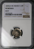 1845-Ga NGC VF Mexico 1/2 Real Guadalajara Cap Rays SIlver Coin (23041601C)