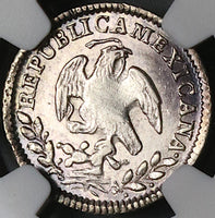 1847-Mo NGC MS 61 Mexico 1/2 Real Mint State Cap Rays Silver Coin  (23041602C)