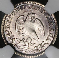 1847-Mo NGC MS 61 Mexico 1/2 Real Mint State Cap Rays Silver Coin  (23041602C)