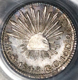 1848/7-Mo PCGS MS 64 Mexico 1/2 Real Mint State Cap Rays Silver Coin POOP 3/0 (22041401C)