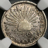 1849/8-C NGC XF 45 Mexico 1/2 Real Culiacan Mint Cap Rays Silver Coin POP 1/1 (23041603C)