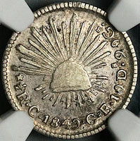 1849/8-C NGC XF 45 Mexico 1/2 Real Culiacan Mint Cap Rays Silver Coin POP 1/1 (23041603C)