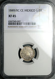 1849/8-C NGC XF 45 Mexico 1/2 Real Culiacan Mint Cap Rays Silver Coin POP 1/1 (23041603C)