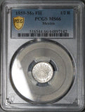 1859-Mo PCGS MS 66 Mexico 1/2 Real Mint State Cap Rays Coin POP 2/0 (22090101C)