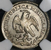 1861-Ga NGC MS 63 Mexico 1/2 Real Guadalajara Cap Rays SIlver Coin (22041402C)