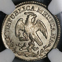 1861-Ga NGC MS 63 Mexico 1/2 Real Guadalajara Cap Rays SIlver Coin (22041402C)