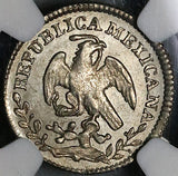 1861-Ga NGC MS 63 Mexico 1/2 Real Guadalajara Cap Rays SIlver Coin (22041402C)