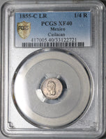 1855-C PCGS XF 40 Mexico 1/4 Real Culiacan Quarto Silver Coin (21072001C)