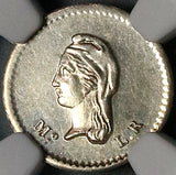 1858-Mo NGC MS 62 Mexico 1/4 Real Silver Liberty Head Coin POP 1/4 (23041802C)