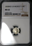 1858-Mo NGC MS 62 Mexico 1/4 Real Silver Liberty Head Coin POP 1/4 (23041802C)