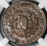 1859 NGC MS 62 Culiacan Sinaloa Mexico 1/4 Real Copper Coin Finest Known POP 2/0 (21090902C)