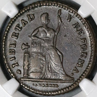 1863 NGC AU 50 Mexico 1 Centavo San Luis Potosi 1st Decimal Coin (20081903C)