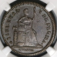 1863 NGC AU 50 Mexico 1 Centavo San Luis Potosi 1st Decimal Coin (20081903C)