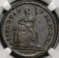 1863 NGC AU 50 Mexico 1 Centavo San Luis Potosi 1st Decimal Coin (20081903C)