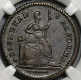 1863 NGC AU 50 Mexico 1 Centavo San Luis Potosi 1st Decimal Coin (20081903C)