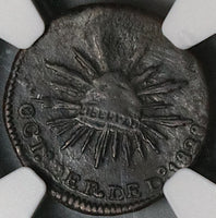 1828- NGC XF Durango Mexico State 1/8 Real Octavo Child Bow Arrow Tree Coin (22041801C)