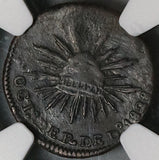 1828- NGC XF Durango Mexico State 1/8 Real Octavo Child Bow Arrow Tree Coin (22041801C)