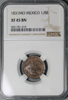 1831-Mo NGC XF 45 Mexico 1/8 Real Octavo Coin POP 1/0 (21042502C)