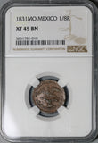 1831-Mo NGC XF 45 Mexico 1/8 Real Octavo Coin POP 1/0 (21042502C)