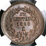 1896 NGC MS 65 Mexico 1 Centavo Copper Mint State Coin (20092702C)