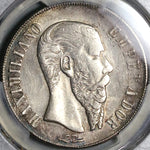 1866-Pi PCGS AU Det Mexico Peso Maximilian Rare Potosi Mint Silver Coin (22072601C)