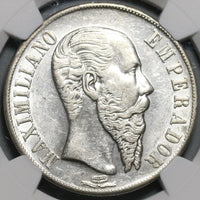 1867-Mo NGC AU 58 Mexico Maximilian Peso Silver Imperial Coin (20082503C)