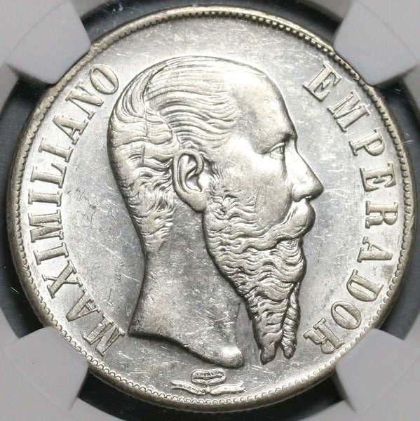 1867-Mo NGC AU 58 Mexico Maximilian Peso Silver Imperial Coin (20082503C)