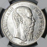 1867-Mo NGC AU 58 Mexico Maximilian Peso Silver Imperial Coin (20082503C)