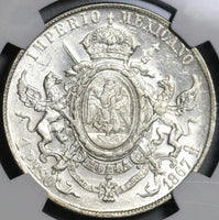 1867-Mo NGC AU 58 Mexico Maximilian Peso Silver Imperial Coin (20082503C)
