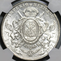 1867-Mo NGC AU 58 Mexico Maximilian Peso Silver Imperial Coin (20082503C)
