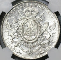 1867-Mo NGC AU 58 Mexico Maximilian Peso Silver Imperial Coin (20082503C)