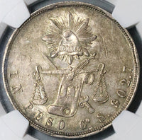 1871-Go NGC MS 61 Mexico Peso Guanajuato Mint State Balance Scale Silver Coin (22050904D)