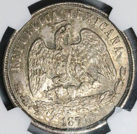 1871-Go NGC MS 61 Mexico Peso Guanajuato Mint State Balance Scale Silver Coin (22050904D)