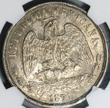 1871-Go NGC MS 61 Mexico Peso Guanajuato Mint State Balance Scale Silver Coin (22050904D)