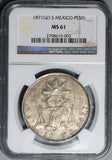 1871-Go NGC MS 61 Mexico Peso Guanajuato Mint State Balance Scale Silver Coin (22050904D)