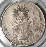 1872-Zs PCGS XF 45 Mexico Un Peso Zacatecas Mint Silver Coin (22092602C)