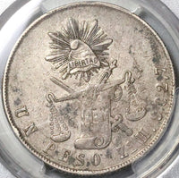 1872-Zs PCGS XF 45 Mexico Un Peso Zacatecas Mint Silver Coin (22092602C)